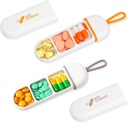 Toplive 2 Pack Travel Pill Korraldaja , Portable Pill Container Mini Daily Pill Korraldaja , Väike Pill Case Travel Medicine Korraldaja Tasku Vitamiinilisandi Kalaõli Karp , Valge Apelsin & Valge Hall
