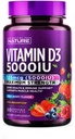 Ehitatud looduse närimiseks Vitamiin D3 5000 IU - Vitamiin D Toidulisandid - Suhkruvaba ja looduslik marjamaitse - 60 tabletti