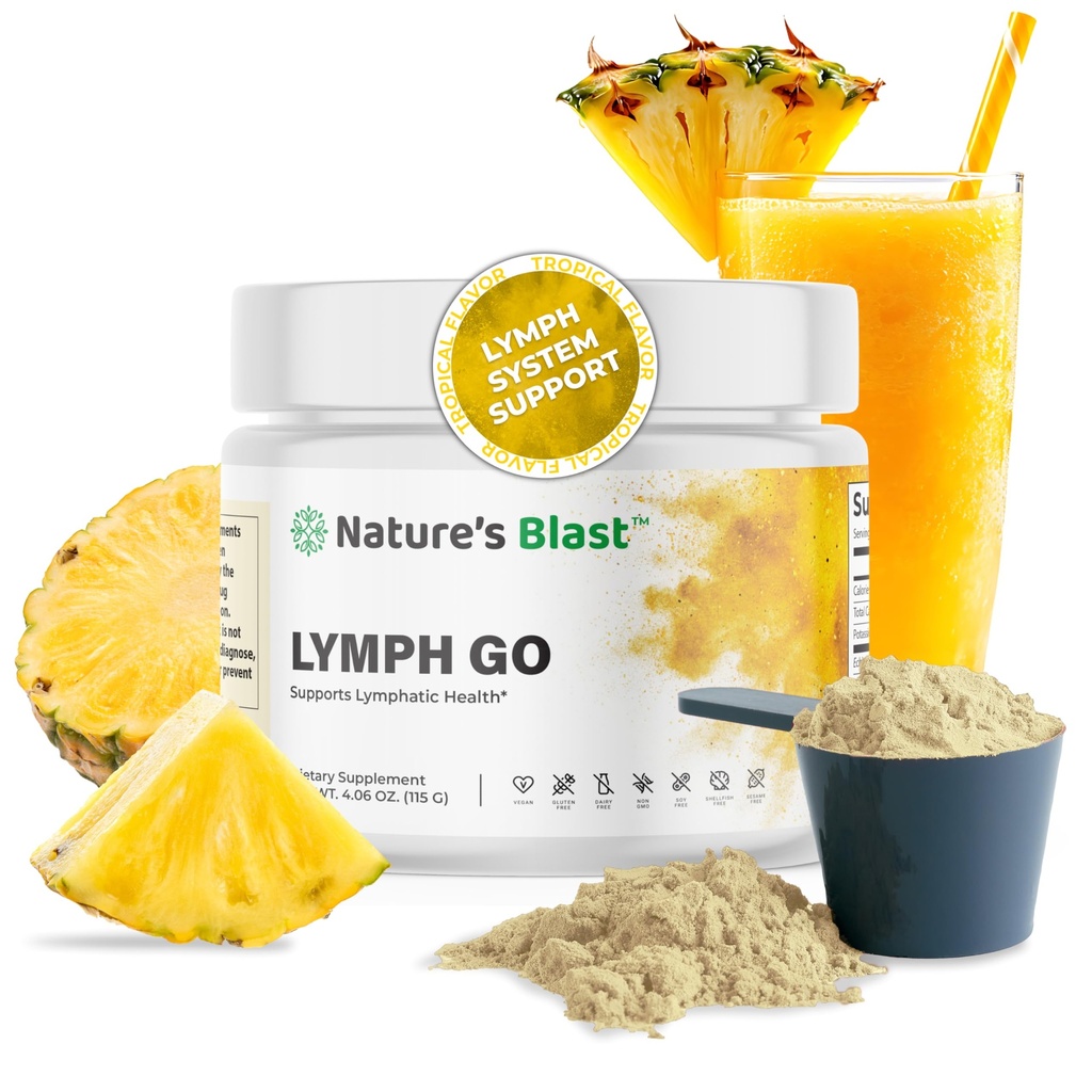 Lymph Go - Lymphatic Drainage Supplement for Women & Men - Lymph System Support - koos Bromelain, Echinacea, Burdock Root, Dandelion, Rutin, Kelp & More - 4.06 Oz - 30 Servings - Tropical Maitse