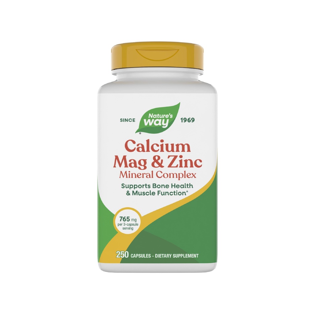 Nature's Way Calcium Magnesium & Tsink Mineral Complex, toetab luude tervist ja lihaste funktsiooni *, immuunsuse tugi *, 250 kapslit (pakendamine võib varieeruda)