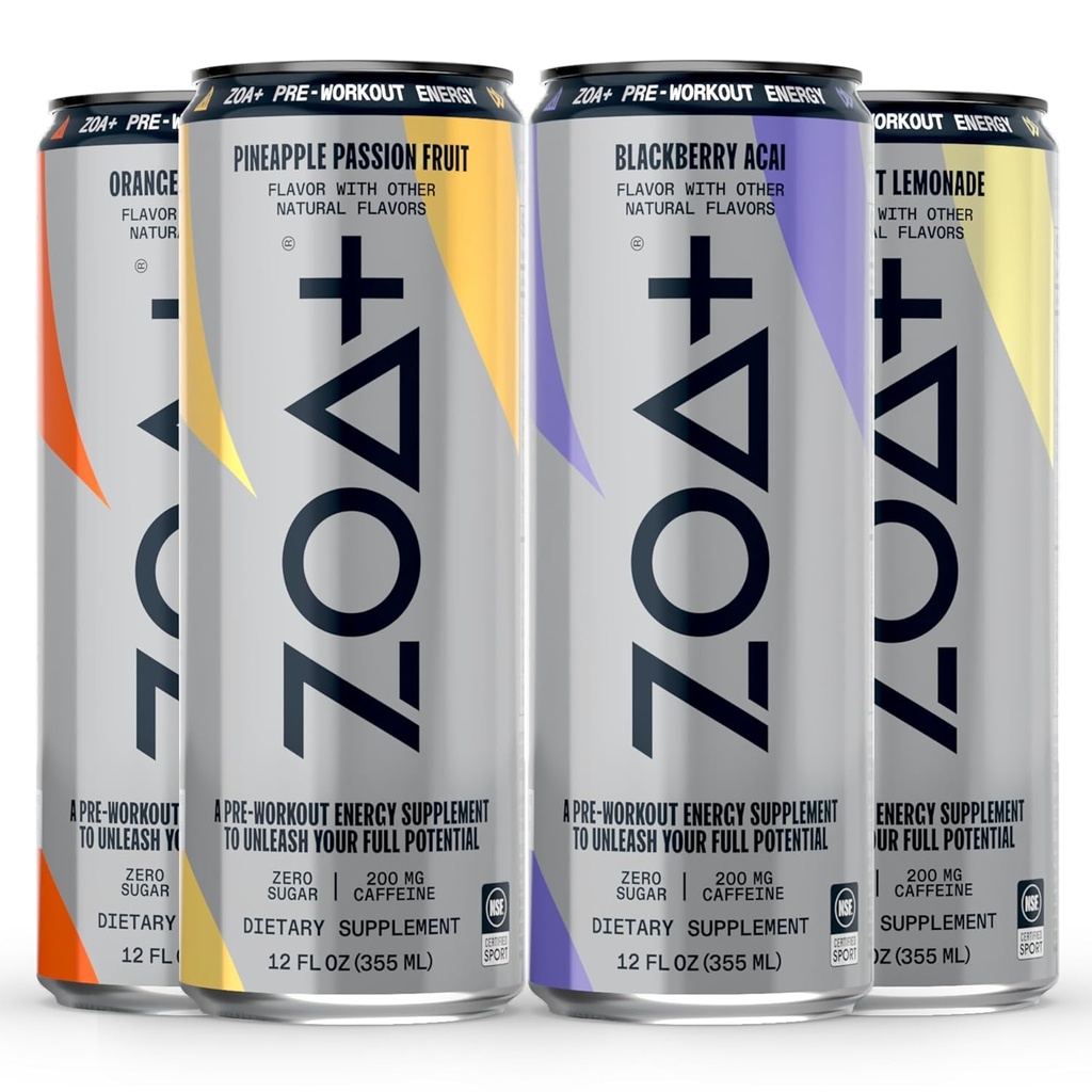 ZOA + Pre-Workout energiajook, sordikomplekt - NSF sertifitseeritud spordi jaoks nullsuhkru, lämmastikoksiidi toetuse, B & D vitamiinide, aminohapete ja elektrolüütidega - 48 pakki