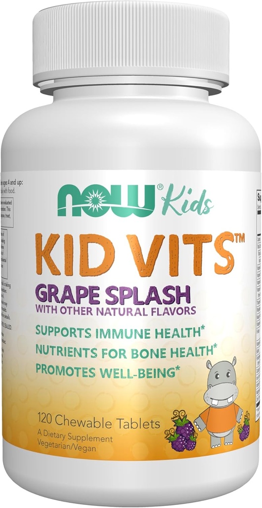 NOW Kids Supplements, Kid Vits Multivitamiinid, Viinamarjamaitse, 120 närimistabletti