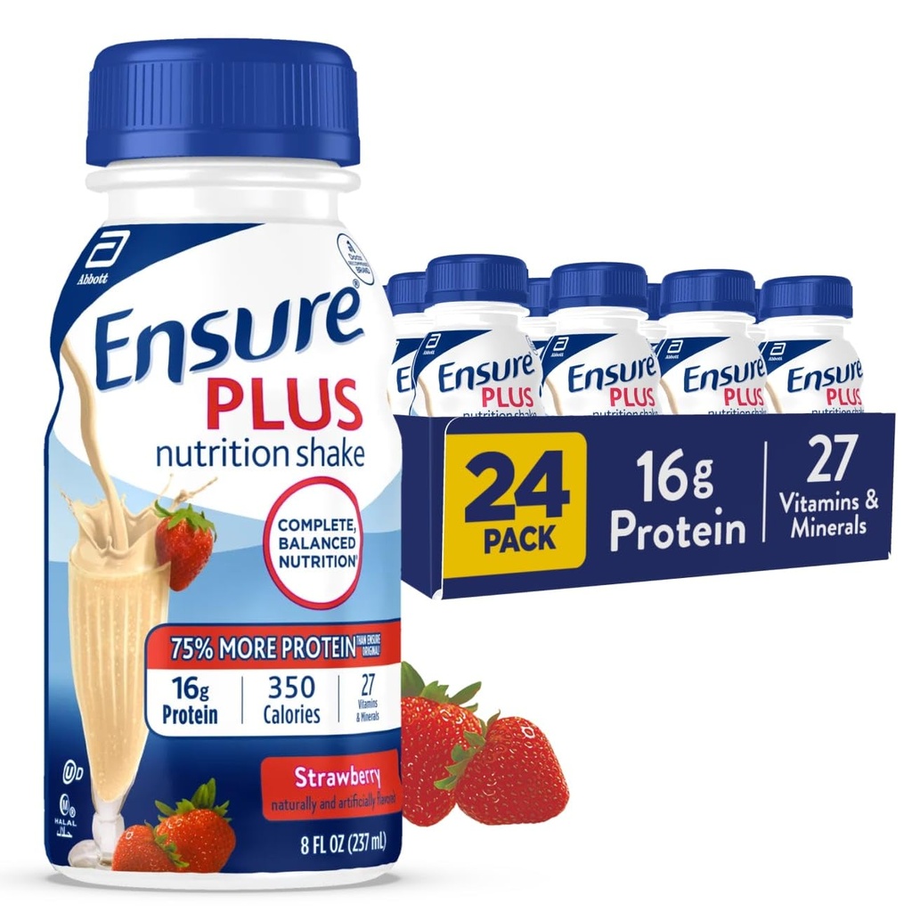 Tagage Plus Maasikas Toitumine Shake | Toiduasenduskokteil | Valmis jooma | 16 g valku ja 27 vitamiini ja mineraali | 8 fl oz - 24 Pack