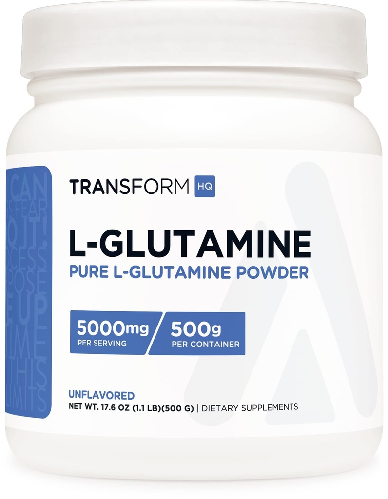 TransformHQ L-glutamiini pulber, 500G, 100 serveerimist - gluteenivaba, mitte-GMO