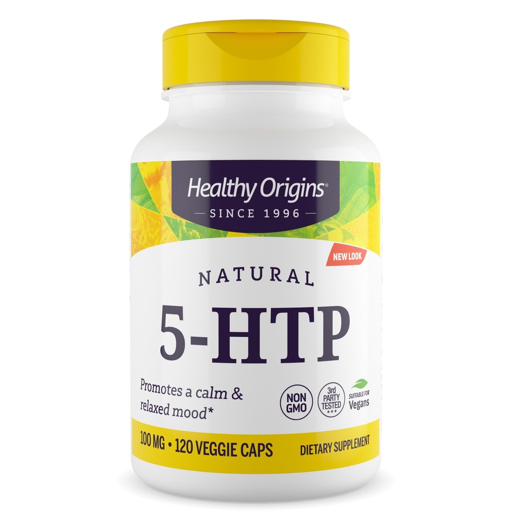 Tervislik päritolu - 5-HTP 100mg, 120 Veggie kapslid, (5-hüdroksütrüptofaan), Non-GMO, Gluteenivaba, Vegan