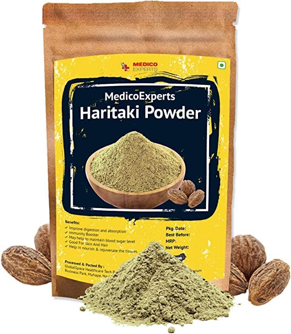 MedicoExperts Haritaki Powder Organic - 100 GMS | 100% Pure Harde Powder | Kadukkai Powder | Harad Powder | Inknut Powder for Dark Circles, Face, Skin & Healthy Digestion