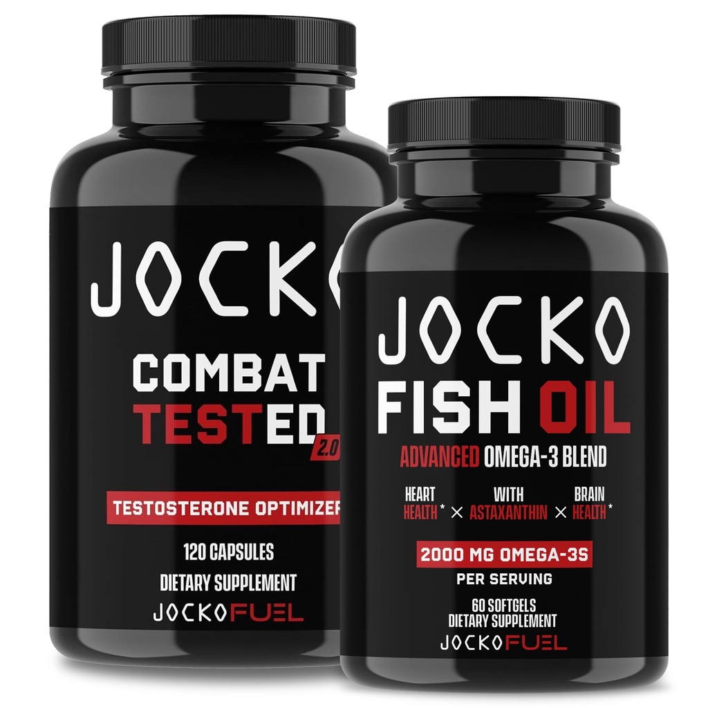Jocko Kütuselisandite Bundle - Test Booster Meeste + Omega 3 Kalaõli (2 Pack) Võimas Antioksüdant Ja Lihaste Ehitaja