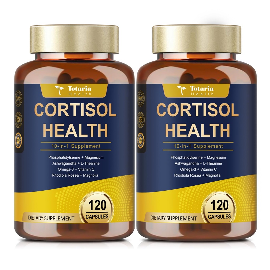 Totaria kortisooli lisand koos ashwagandha, magneesiumi, rodiola Rosea, L Theanine, Hormone tasakaal naistele Mood, fookus, unetoetus 120 vegankapslit (2. pakk)