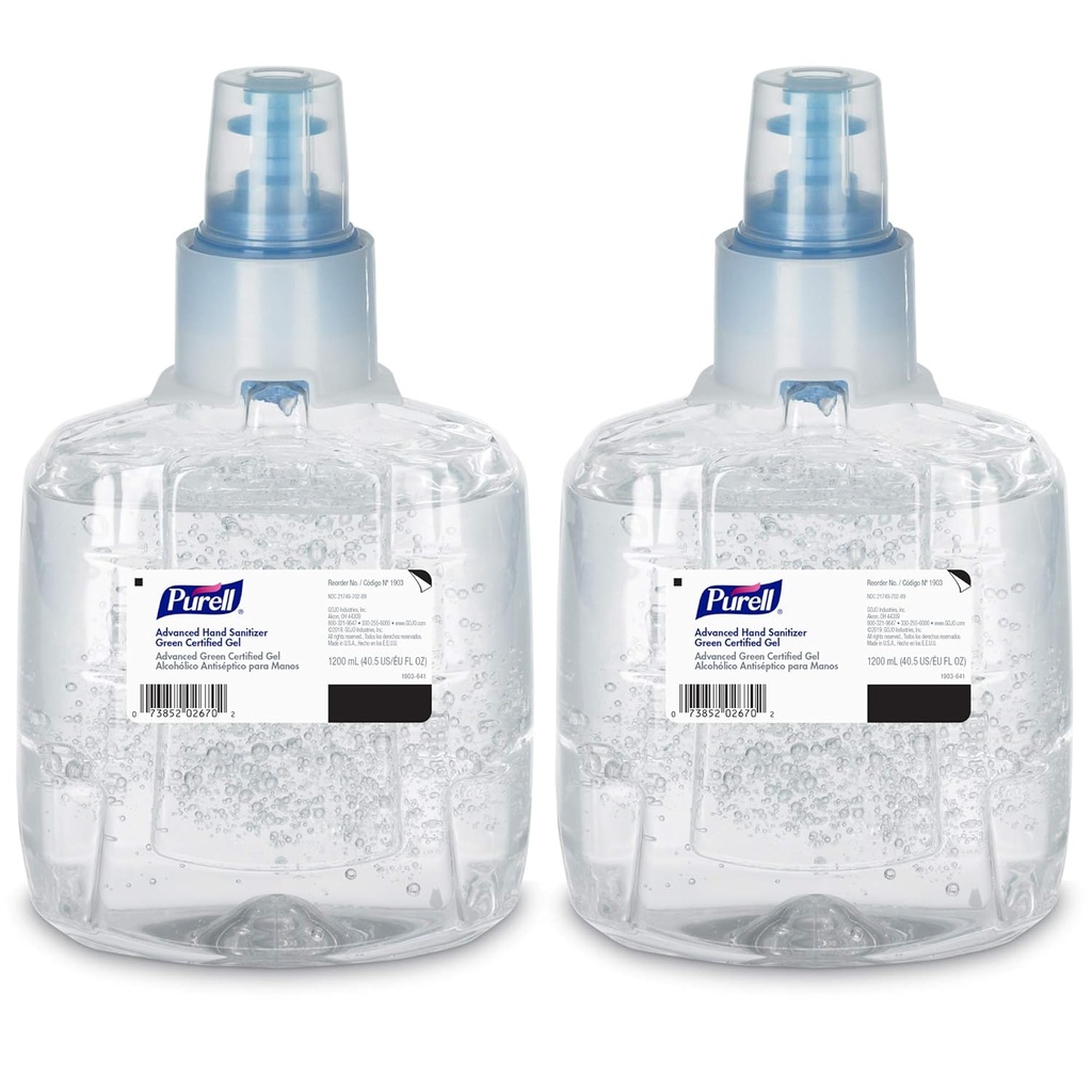 Purell Advanced Green Certified Hand Sanitizer Gel, 1200 ml Sanitizer Täide Purell LTX Touch-Free Dispenser (2. pakk) - 1903-02