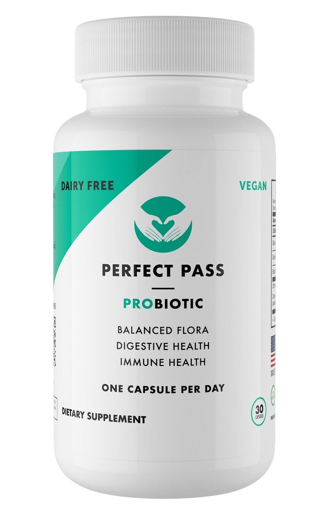 PERFECT PASS probiootikum, looduslikud Bacillus Spore inimese tüved 100% elulemuse määraga läbi kõhuhappe ja sapi soolestiku ja seedetrakti tervise jaoks, taimetoitlane, 30 kapslit
