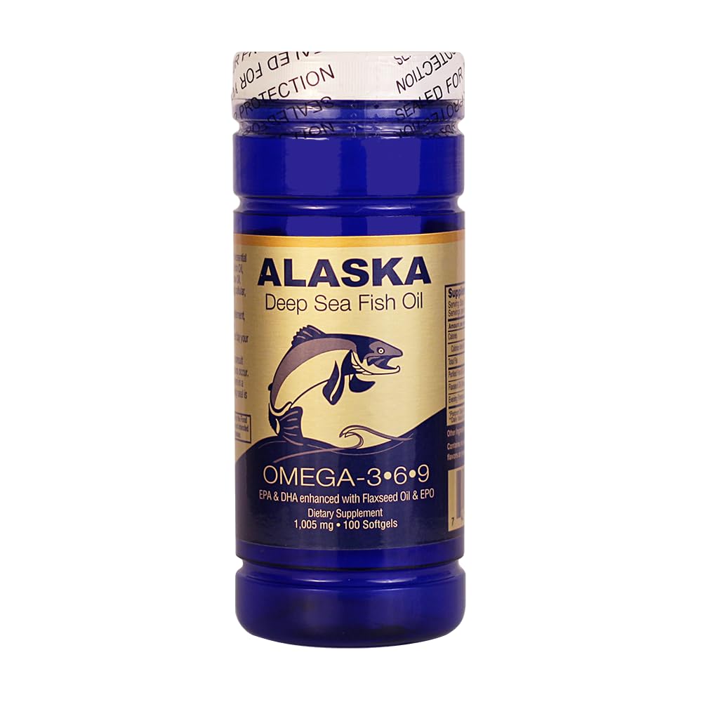 Alaska süvamere kalaõli, oomega 3,6,9 1000 Mg 100 Softgels RKP poolt