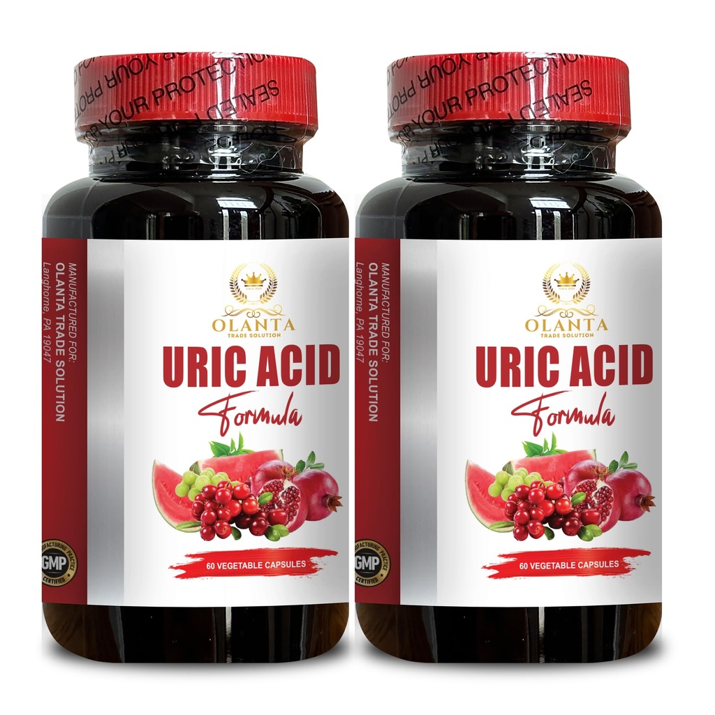 URIC Acid - Herbal Blend for Men and Women's Joints Support, ncludes Tart Cherry, Chanca Piedra, Celery Extract & Turmeric - 2 Bottles 120 Capsules