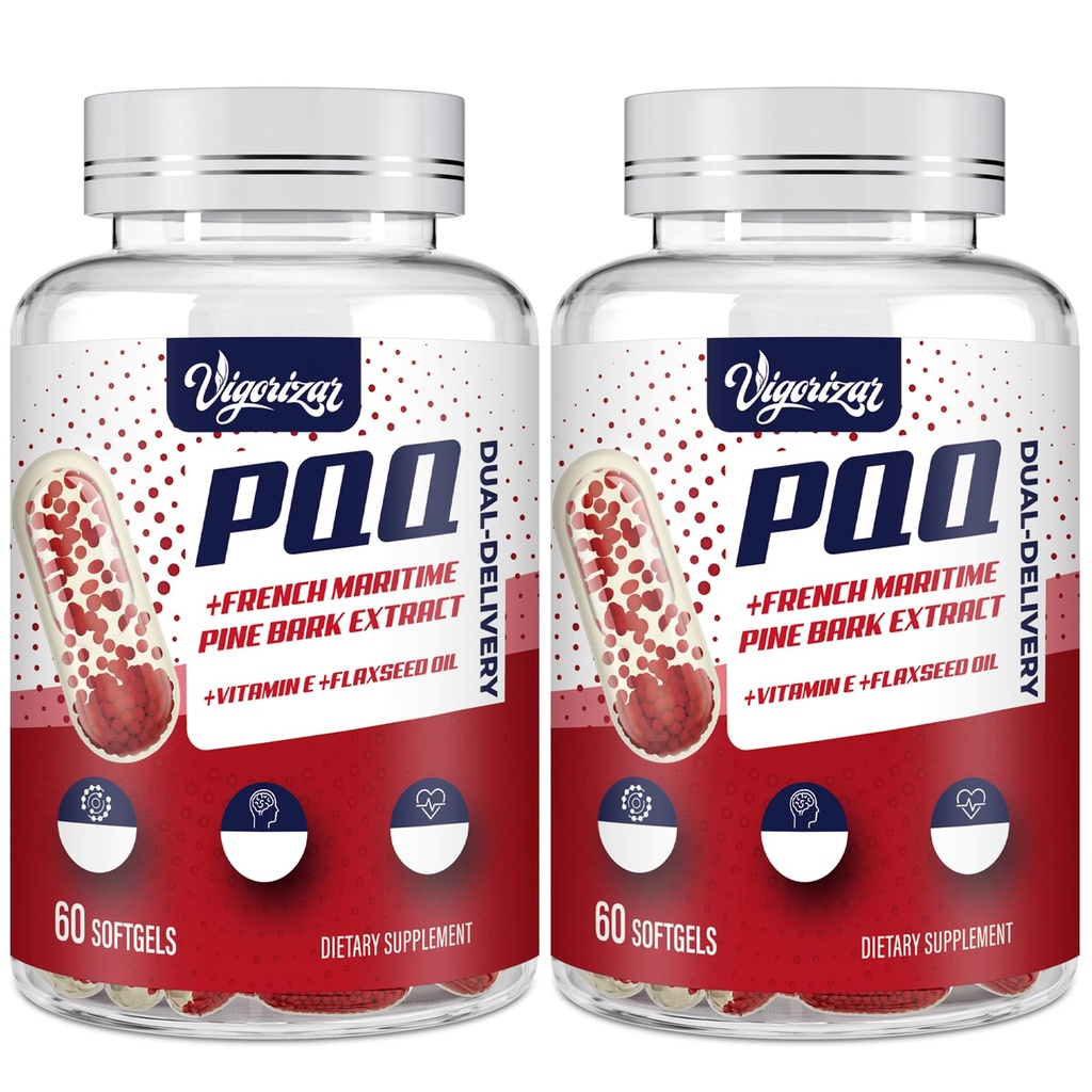 200 mg Pycnogeno koos PQQ-ga, Premium French Maritime Männikoore ekstrakt, unikaalne kahekordne manustamine maksimaalse imendumise jaoks, männikoore ekstrakt veresoonte ja südame ja liigese funktsiooni jaoks - 120 Vegan Softgels