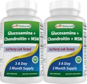Parimad looduslikud ained, glükosamiinkondroitiin ja MSM-i ühised toidulisandid, 2600 mg ühe serveerimise kohta (180 loend (2. pakk)))