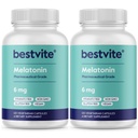 BESTVITE Melatoniin 6 mg (240 taimekapslit) (120 x 2) - Stearaatide puudumine - vegan - mitte GMO - gluteenivaba