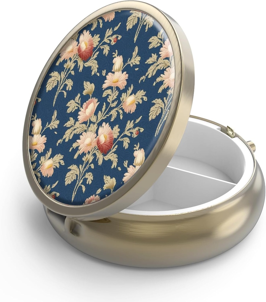Pill Case Box koos Peegel Retro 3 Kompartment Väike pillid juhul rahakoti või tasku pronksi Väike Roud Pill Box või vitamiinid, kalaõli, toidulisandeid, Pill Sisaldab Reisikingitusi() Retro Rose Floral