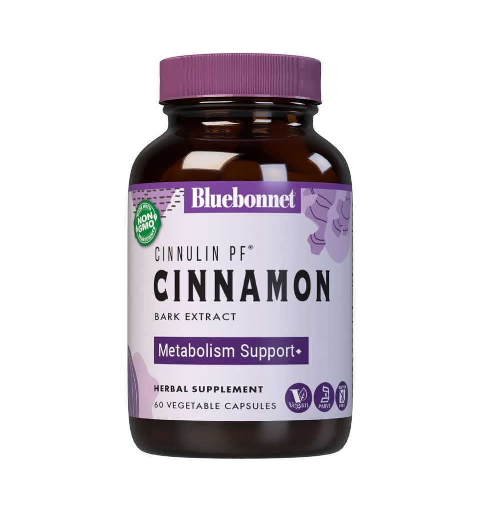 Bluebonnet Cinnulinpf Cinnamon Bark Extract Supplement, 60 Count, White