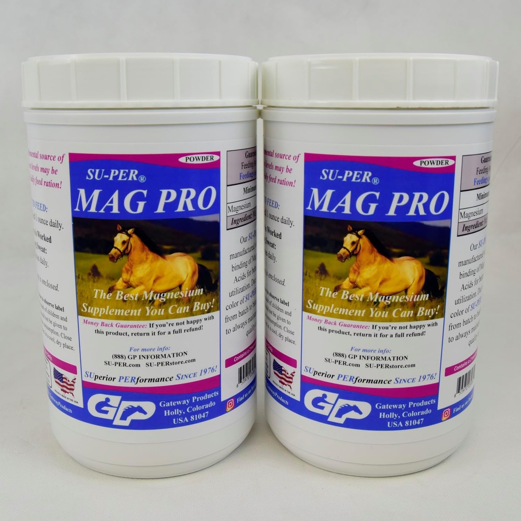SU-PER Mag Pro Horse Calming Supplement - toetada normaalset käitumist ja rahustav mõju - Magneesiumilisa hobustele - 4 naela, (2 pakendit)