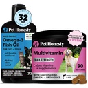 Omega 3 kalaõli ja multivitamiin Max Tugevuspakett: looduslikult püütud oomega 3 lisand ja 15-in-1 koera vitamiinid nahale, kate ja tervisele (32oz)