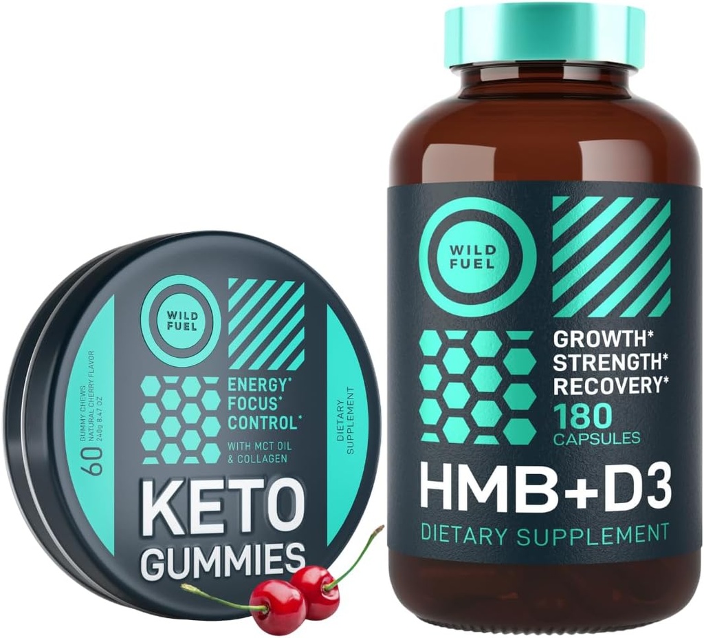Metsik KÜTUS HMB D3-vitamiini ja Keto MCT-õli Gummies Energia närib võimsust ja taastumist komplekti