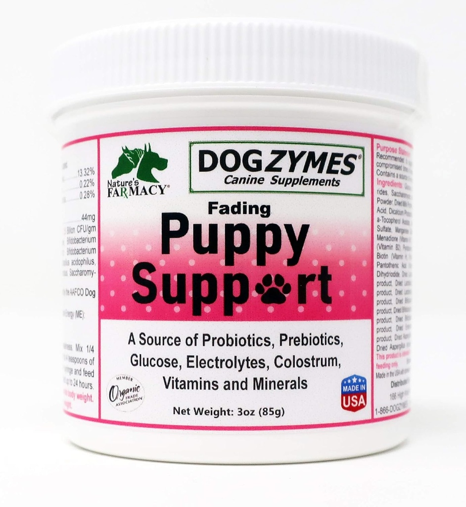 Dogsüümid Fading Kutsikas Toetus Probiootikumid Prebiootikumid Ensüümid Glükoos Elektrolüüdid Vitamiinid Mineraalid Segu veega 1 kuni 16 (3 Ounce)