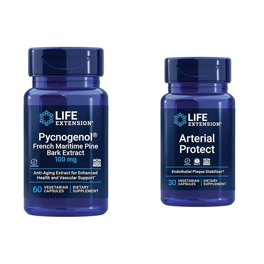 Eluea pikendamine Pycnogenol Prantsuse meremännikoor ja Gotu Kola Arterial Health Supplements - 60 & 30 taimetoitlased kapslid