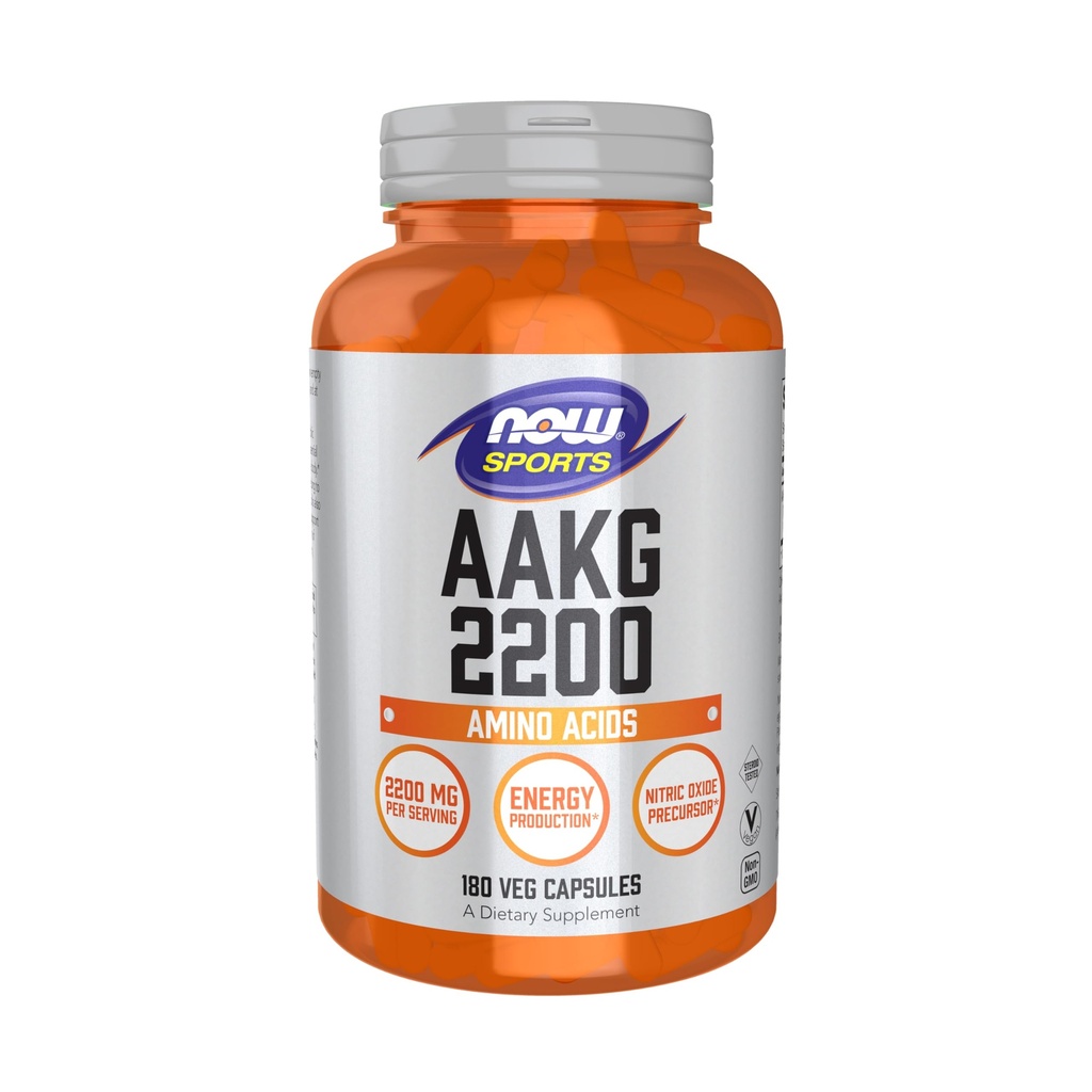 NOW Sports AAKG 2200, Arginine, energiatootmine, 180 Veg kapslit