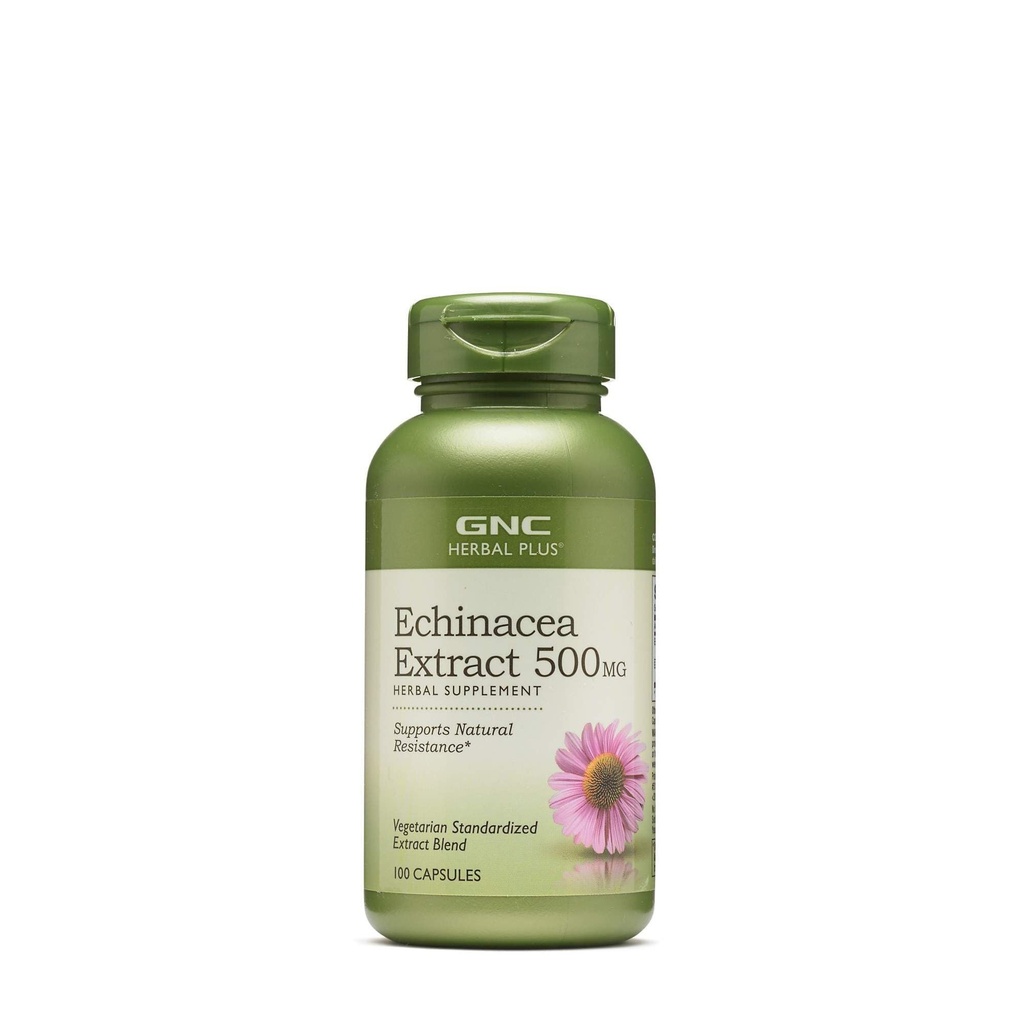 GNC Taimne Plus Echinacea ekstrakt 500mg täiendus, taimetoitlane, toetab looduslikku vastupidavust, 100 serveerimist