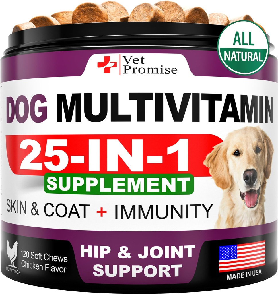 Koer Multivitamiini närimist Glükosamiini - Koer Vitamiinid ja toidulisandid - Senior & Kutsikas Multivitamiinid Koertele - Lemmikloomade ühine tugi Tervis - Immuunsus - Liikuvus - Energia - Soole - Nahk - 120 närimist