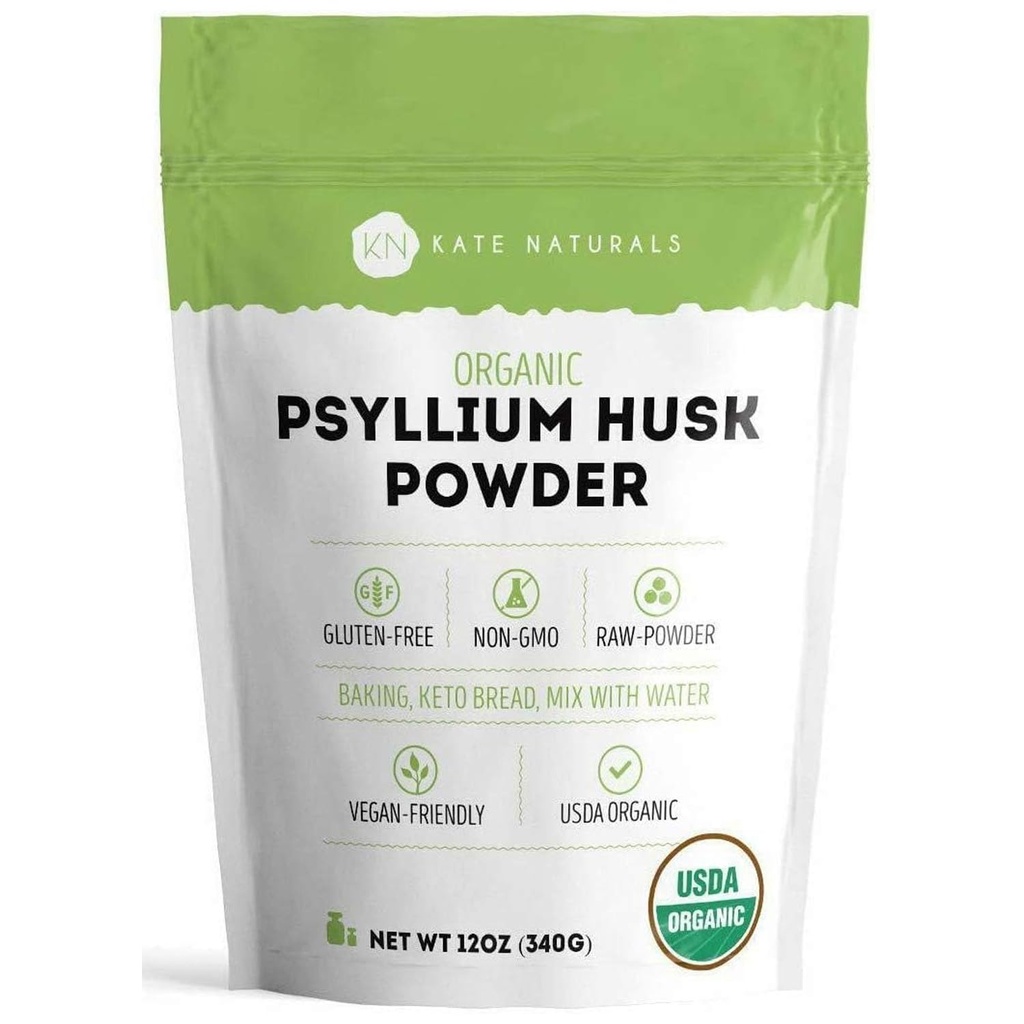 Kate Naturals Psyllium Huski pulber küpsetamiseks, kiudaineks ja seedimiseks. Psyllium seemnepulber koertele ja kassidele (12oz, orgaaniline, gluteenivaba, lemmiklooma ohutu)