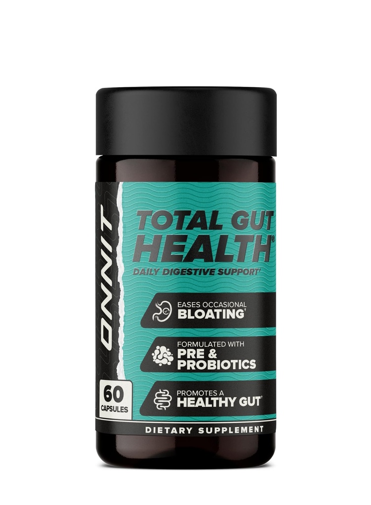 ONNIT Total Gut Health Daily Digestive Support, IGENTM Non-GMO testitud seedimist täiendada naistele ja meestele 7 tüve probiootikumid, prebiootikumid, ensüümid ja betaiin HCL, 60 Count