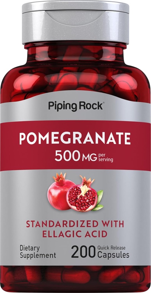 Piping Rock granaatõuna ekstrakt | 500mg | 200 kapslit | Ellagic Acid | Non-GMO, Gluteenivaba täiendus