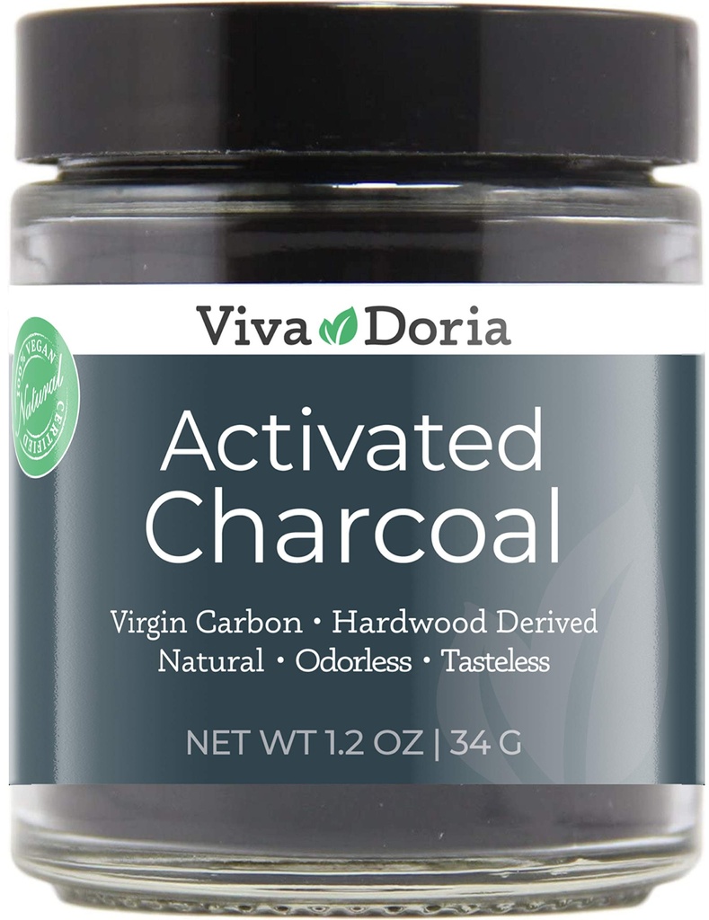Viva Doria Aktiivsöepulber, Hardwood Derived, Toiduklass, 1,2 Oz Klaaspurk