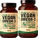 Vegan Omega 3 60 Softgels & 180 Softgels Bundle - Taimne DHA & EPA rasvhapped - Karrageenivaba, alternatiiv kalaõlile, toetab südant, aju, liigeste tervist - jätkusuutlikult hangitud vetikad