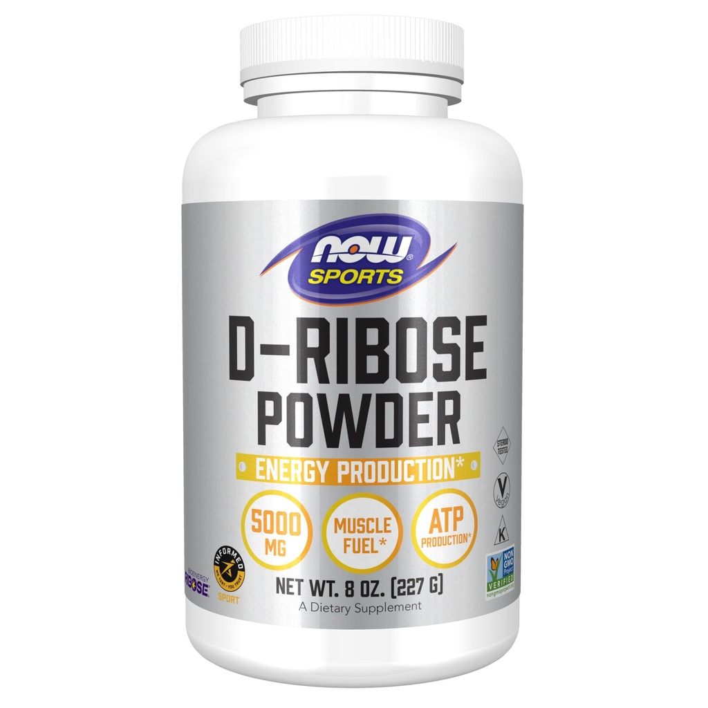 NOW Foods Sport Nutrition, D-Ribose pulber 5000 mg, sertifitseeritud mitte-GMO, energia tootmine *, 8-kordne