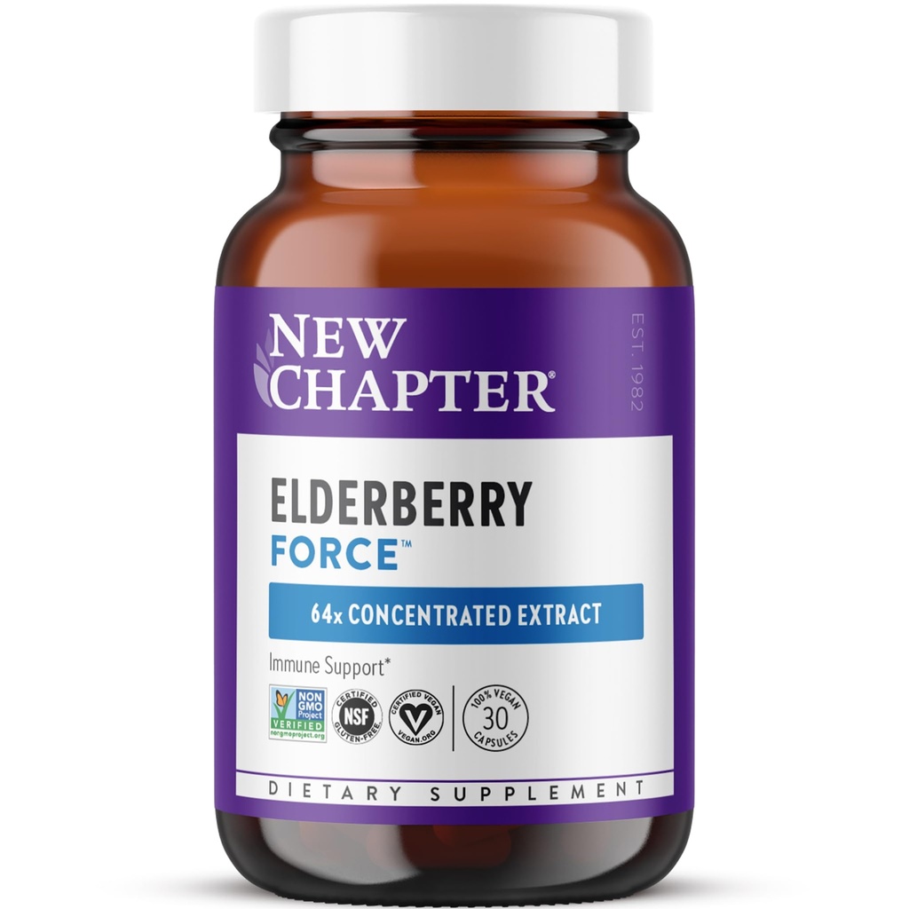 Uus peatükk Vegan Elderberry kapslid 64x kontsentreeritud must leedripuu + must sõstar terviklik immuunsuse tugi, mitte-GMO projekti kontrollitud, gluteenivaba, sertifitseeritud Vegan, 30 Count