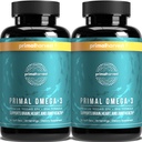 Primal Harvest Omega 3 Kalaõli täiendused, 30 Servings Pehmed Gelid Kapslid w/ 1000mg EPA + DHA toidulisandid, Ei Kalad Burps Non-GMO Omega 3 Rasvhape, 2 Pack