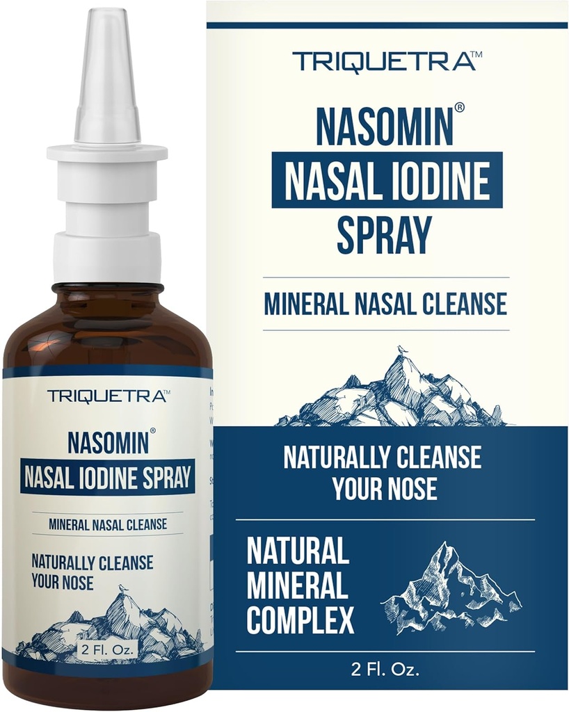 Nasomin® joodi ninasprei - puhastab ja värskendab teie nina läbipääsu - jood & Fulvic Acid Blend - 150+ kasutust pudeli kohta - 100% looduslik mineraalvorm - (2 oz. pudel + ninasprei)