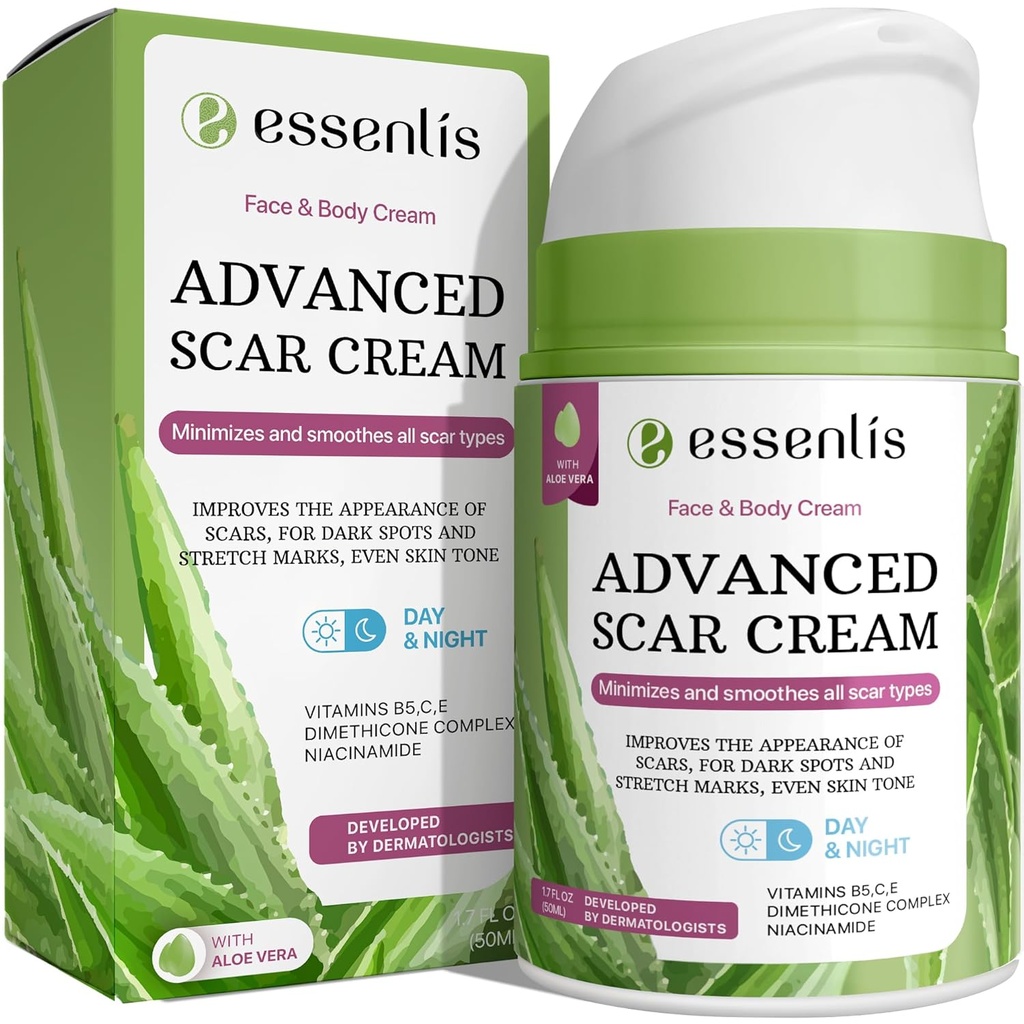 Armi eemaldamise kreem naistele ja meestele, uute vanade armide kiire parandamine, täpid, põletab kõik looduslikud ravimeetodid E-vitamiiniga, B5, C, Aloe Vera, 1.7 Fl Oz
