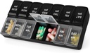 7 Day Weekly AM PM Pill Korraldaja, 2 korda päevas Suur Pill Case Box Pills Vitamiinilisandid Ravimid (must + valge, 2 korda)