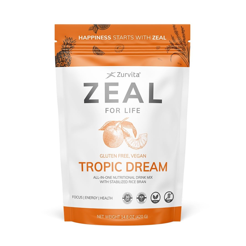 Zurvita - Zeal for Life 30-päevane heaolukott - Tropic Dreami maitse, igapäevane toidulisand elujõu, immuunsuse ja üldise heaolu jaoks - 420 Grams