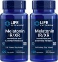 Eluea pikendamine Melatoniini IR / XR, 120 kapslit (pakk 2) - kohene ja laiendatud vabastamine 7 tunni jaoks - öine lisand - ööbimine kogu öö - mitte-GMO, gluteenivaba