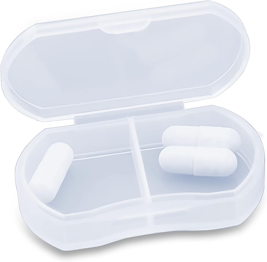 Pill Case Purse Small Pill Organizer Portable Travel Daily Pill Containers AM & PM Mini Pill Box Vitamiin, kalaõli, Supplement Holder (1 PCS, valge)