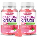 2 Pack Calcium Citrate Gummies 1000mg w/Vitamin D3, High Absorption Calcium Gummies for Women & Men, Plus Magnesium, Potassium, Zinc for Muscle & Immune Support, Raspberry Flavor, 120 Count