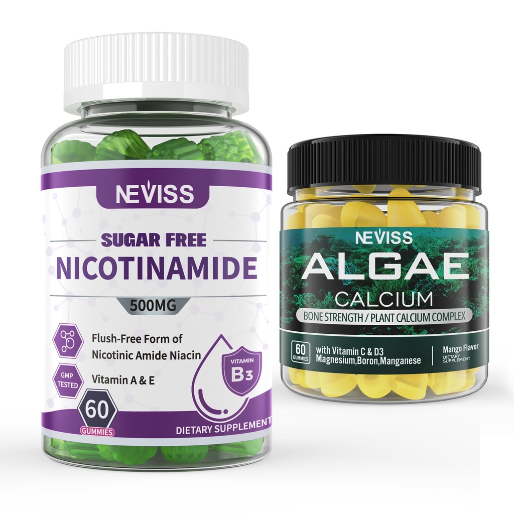 NEVISS Nikotiinamiid 500mg Gummies + merevetikad Kaltsium Gummies Bund