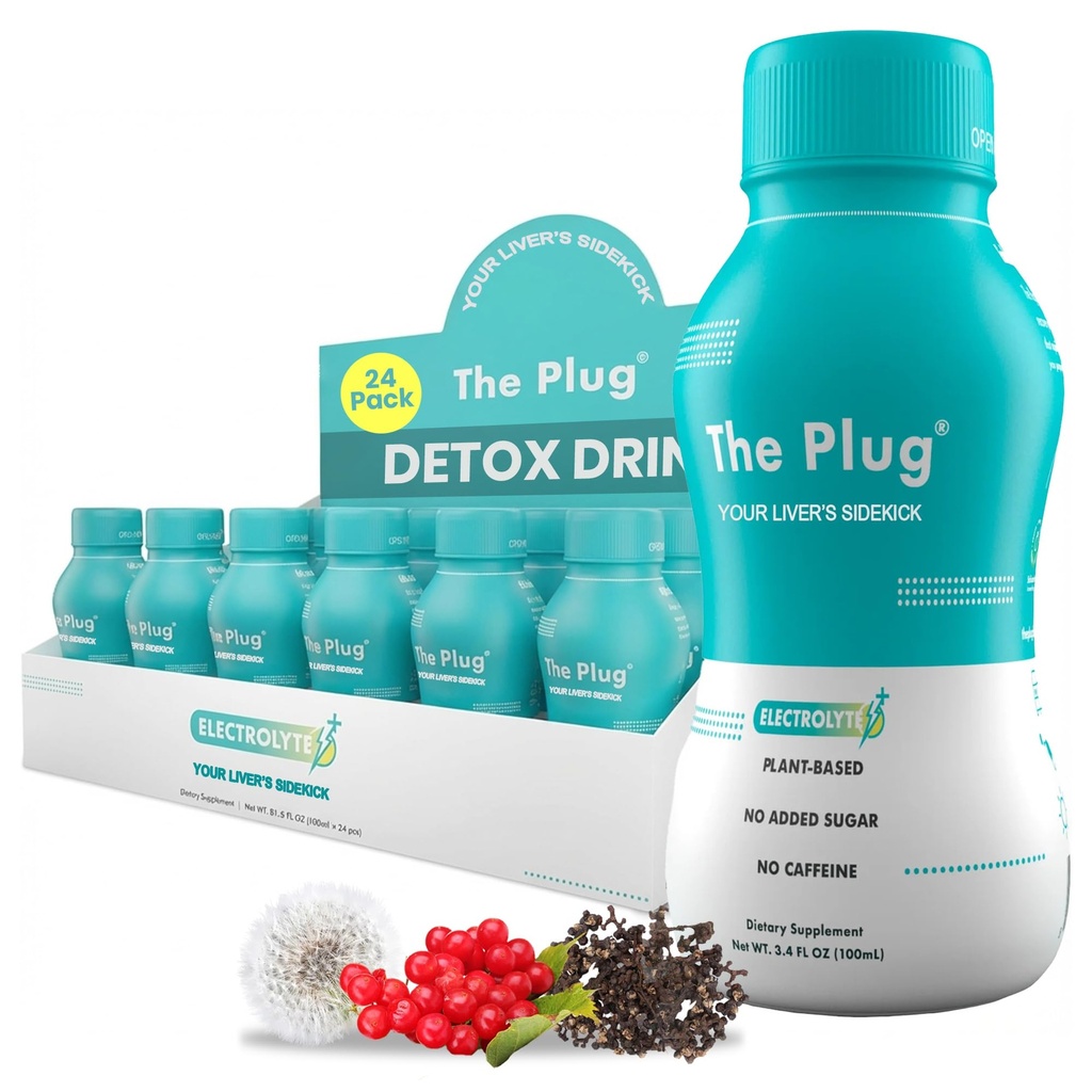 Plug Maks Puhastab Detox & Remondi Jook - Taimne Taimne Elektrolüüt Jook Maksa Tugi Ja Tervis, Bloating Relief, Taastada Antioksüdandid Ja Mineraalid | Maksakompleks Energiajook (24-Pack)