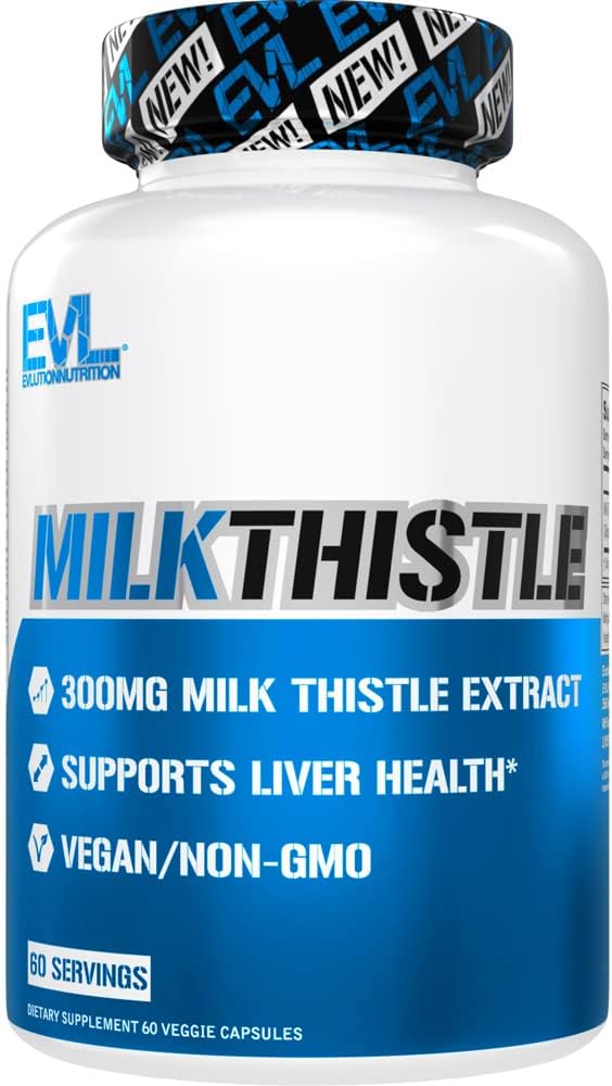 Evlution EVL Silimariin Piimaohakapslid - Optimaalse Maksapuhastuse Detox & Remont - Taimne Maksatoetus Täiendus Puhta Piimaohaka ekstraktiga - 60 Non-GMO Veggie kapslit