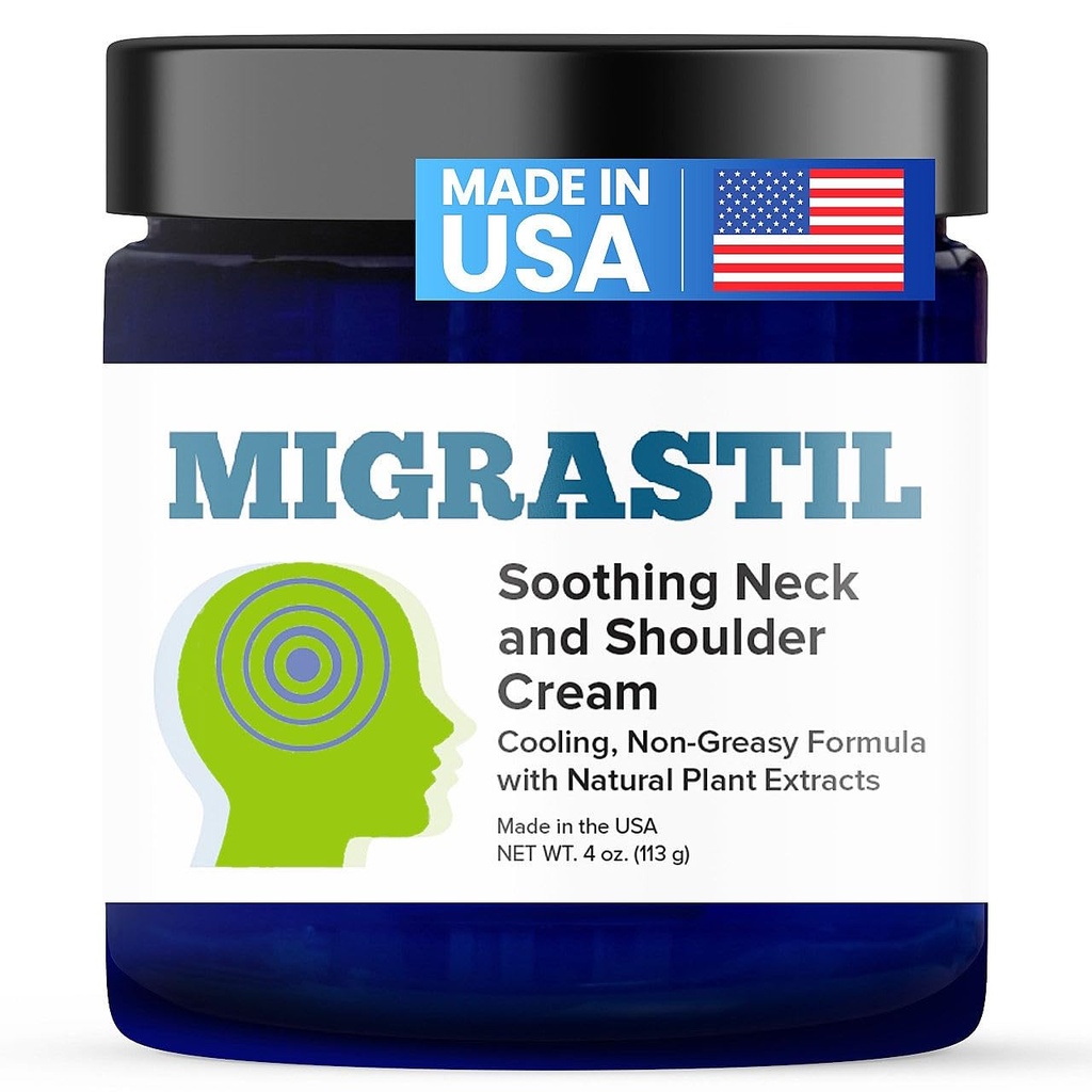 Põhiline Vigor Migrastil rahustav kael & õlakreem - kiire toimega ja võimas - mitte-suur paikne kreem (4 oz.) Valmistatud USA-s