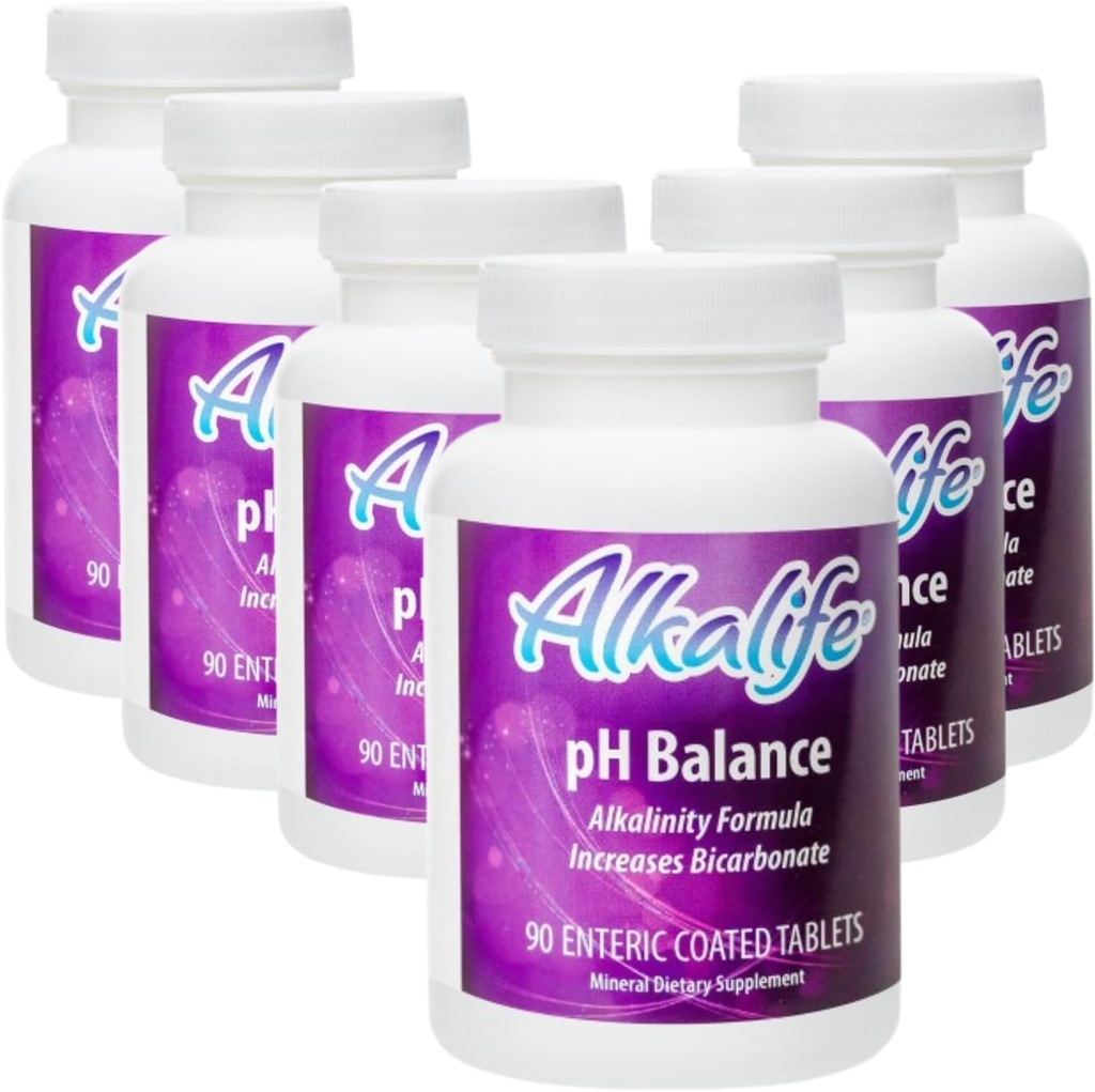 Alkalife pH tasakaalu täiendamise tabletid - esimesed patenteeritud leeliselised bikarbonaadi tabletid - neutraliseerige hapet, tasakaalu pH, immuunsuse tugi, maksimaalne jõudlus, detox - 6 pudelit