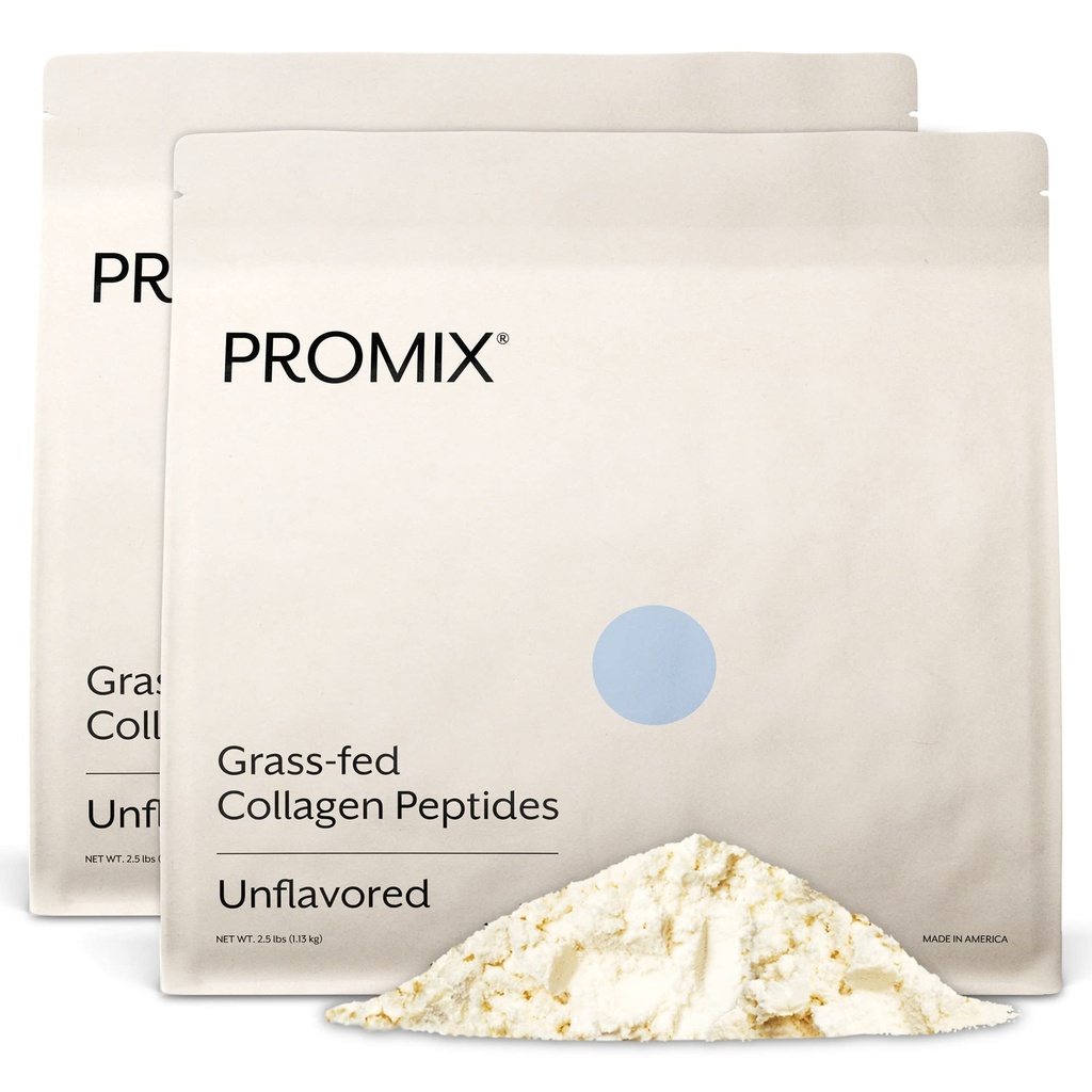 Promix Hüdrolüüsitud kollageenpeptiidid - tüüp 1 Grass Fed kollageen, 4, 7 g glütsiini, tüüp 3 bioaktiivsed peptiidid - maitsestamata - 2,5 naela (pakk 2)